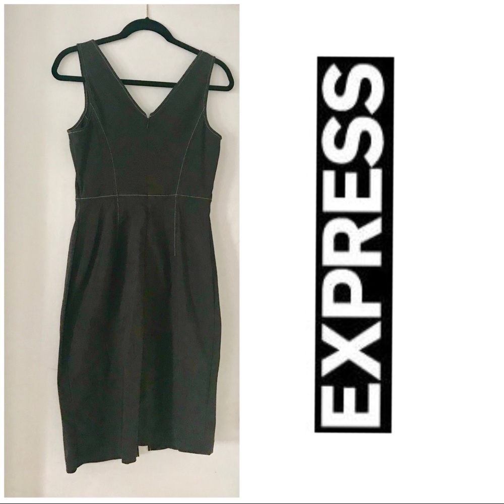 Express stretch sleeveless brown dress .